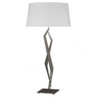 Hubbardton Forge Facet Table Lamp in Dark Smoke, Natural Anna Shade (SF)