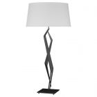 Hubbardton Forge Facet Table Lamp in Black, Natural Anna Shade (SF)