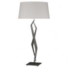 Hubbardton Forge Facet Table Lamp in Natural Iron, Flax Shade (SE)