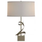 Hubbardton Forge Gallery Spiral Table Lamp in Soft Gold, Flax Shade (SE)