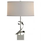 Hubbardton Forge Gallery Spiral Table Lamp in Sterling, Flax Shade (SE)