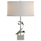 Hubbardton Forge Gallery Spiral Table Lamp in Sterling, Natural Anna Shade (SF)