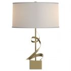 Hubbardton Forge Gallery Spiral Table Lamp in Modern Brass, Natural Anna Shade (SF)