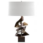 Hubbardton Forge Gallery Twofold Table Lamp in Bronze, Natural Anna Shade (SF)