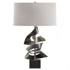 Hubbardton Forge Gallery Twofold Table Lamp in Dark Smoke, Flax Shade (SE)