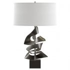 Hubbardton Forge Gallery Twofold Table Lamp in Dark Smoke, Natural Anna Shade (SF)