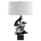 Hubbardton Forge Gallery Twofold Table Lamp in Black, Natural Anna Shade (SF)