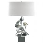 Hubbardton Forge Gallery Twofold Table Lamp in Vintage Platinum, Natural Anna Shade (SF)