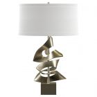 Hubbardton Forge Gallery Twofold Table Lamp in Soft Gold, Natural Anna Shade (SF)