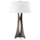 Hubbardton Forge Moreau Tall Table Lamp in Oil Rubbed Bronze, Flax Shade (SE)
