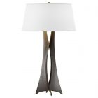 Hubbardton Forge Moreau Tall Table Lamp in Oil Rubbed Bronze, Natural Anna Shade (SF)