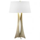 Hubbardton Forge Moreau Tall Table Lamp in Soft Gold, Natural Anna Shade (SF)