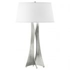 Hubbardton Forge Moreau Tall Table Lamp in Sterling, Flax Shade (SE)
