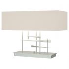 Hubbardton Forge Cavaletti Table Lamp in Vintage Platinum, Flax Shade (SE)