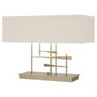 Hubbardton Forge Cavaletti Table Lamp in Soft Gold, Flax Shade (SE)