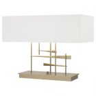 Hubbardton Forge Cavaletti Table Lamp in Soft Gold, Natural Anna Shade (SF)