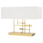 Hubbardton Forge Cavaletti Table Lamp in Modern Brass, Natural Anna Shade (SF)