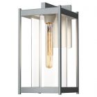 Hubbardton Forge Cela Large Outdoor Sconce in Coastal Burnished Steel, Clear Glass (ZM)