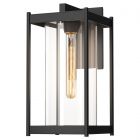 Hubbardton Forge Cela Large Outdoor Sconce in Coastal Black, Clear Glass (ZM)