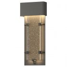 Hubbardton Forge Ursa Small LED Outdoor Sconce in Coastal Natural Iron, Seeded Clear Glass (II)