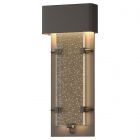 Hubbardton Forge Ursa Small LED Outdoor Sconce in Coastal Dark Smoke, Seeded Clear Glass (II)
