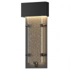 Hubbardton Forge Ursa Small LED Outdoor Sconce in Coastal Black, Seeded Clear Glass (II)