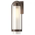Hubbardton Forge Alcove Medium Outdoor Sconce in Coastal Bronze, Frosted Glass (FD)