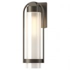 Hubbardton Forge Alcove Medium Outdoor Sconce in Coastal Dark Smoke, Frosted Glass (FD)