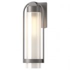 Hubbardton Forge Alcove Medium Outdoor Sconce in Coastal Burnished Steel, Frosted Glass (FD)