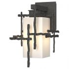 Hubbardton Forge Tura Small Outdoor Sconce in Coastal Natural Iron, Opal Glass (GG)