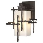 Hubbardton Forge Tura Small Outdoor Sconce in Coastal Dark Smoke, Opal Glass (GG)