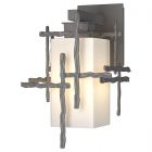 Hubbardton Forge Tura Small Outdoor Sconce in Coastal Burnished Steel, Opal Glass (GG)