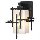 Hubbardton Forge Tura Small Outdoor Sconce in Coastal Black, Opal Glass (GG)