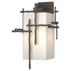 Hubbardton Forge Tura Large Outdoor Sconce in Coastal Dark Smoke, Opal Glass (GG)