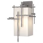 Hubbardton Forge Tura Large Outdoor Sconce in Coastal Burnished Steel, Opal Glass (GG)