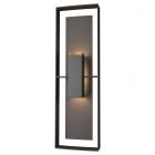 Hubbardton Forge Shadow Box Tall Outdoor Sconce in Coastal Black, Clear Glass (ZM)