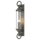 Hubbardton Forge Cavo Large Outdoor Wall Sconce in Coastal Natural Iron, Clear Glass (ZM)