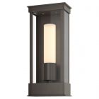 Hubbardton Forge Portico Small Outdoor Sconce in Coastal Dark Smoke, Opal Glass (GG)