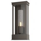 Hubbardton Forge Portico Small Outdoor Sconce in Coastal Dark Smoke, Seeded Clear Glass (II)