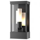 Hubbardton Forge Portico Outdoor Sconce in Coastal Black, Opal Glass (GG)
