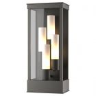 Hubbardton Forge Portico Large Outdoor Sconce in Coastal Natural Iron, Opal Glass (GG)
