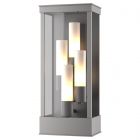 Hubbardton Forge Portico Large Outdoor Sconce in Coastal Burnished Steel, Opal Glass (GG)