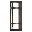 Hubbardton Forge Banded Outdoor Sconce in Coastal Oil Rubbed Bronze, Opal Glass (GG)