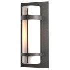 Hubbardton Forge Banded Outdoor Sconce in Coastal Natural Iron, Opal Glass (GG)