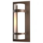 Hubbardton Forge Banded Outdoor Sconce in Coastal Bronze, Opal Glass (GG)