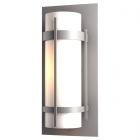 Hubbardton Forge Banded Outdoor Sconce in Coastal Burnished Steel, Opal Glass (GG)