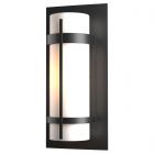Hubbardton Forge Banded Outdoor Sconce in Coastal Black, Opal Glass (GG)