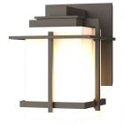 Hubbardton Forge Tourou Small Outdoor Sconce in Coastal Dark Smoke, Opal Glass (GG)