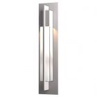 Hubbardton Forge Axis Large Outdoor Sconce in Coastal Burnished Steel, Clear Glass (ZM)
