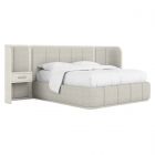 A.R.T. Furniture Ashlar Queen Upholstered Panel Bed with Nightstand in Bisque, Ecru, Sanded Bronze (AAF)